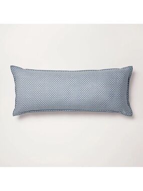14"x36" Block Pattern Oblong Lumbar Throw Pillow Blue - Hearth & Hand  NEW